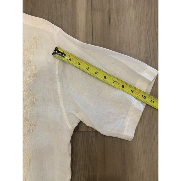 Empra White Linen Embroidered Button Up Shirt Size XL - Picture 8 of 13